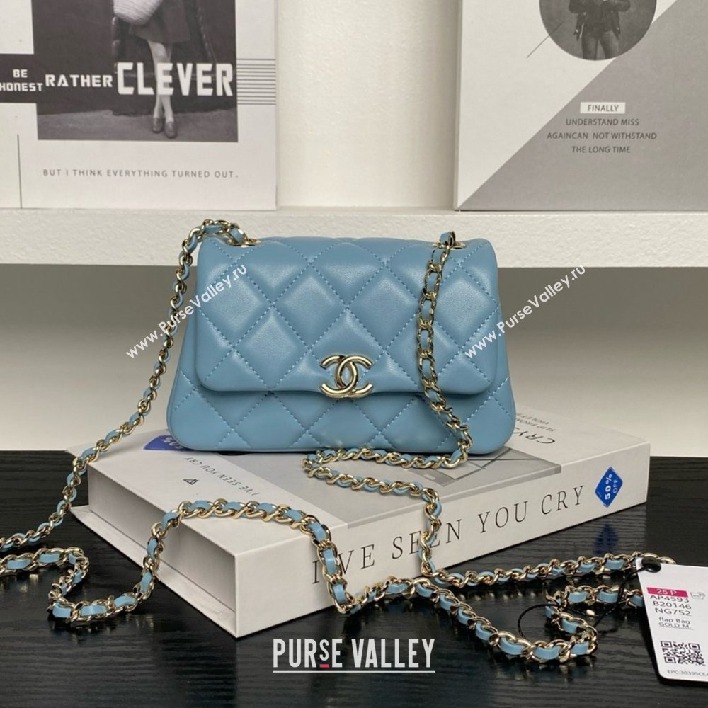Chanel Lambskin Clutch with Chain AP4593 Blue 2025 (YEZI-25041104)