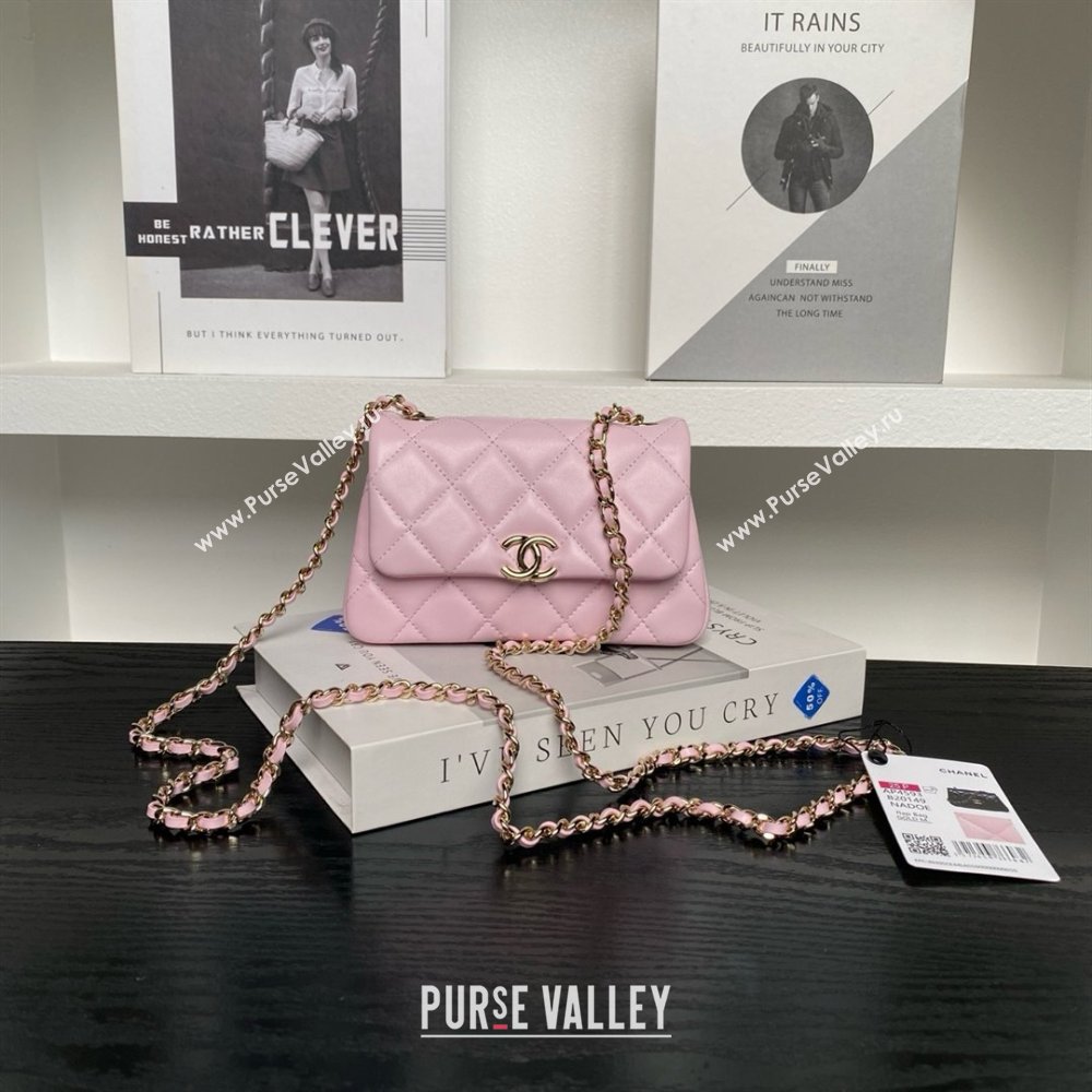 Chanel Lambskin Clutch with Chain AP4593 Pink 2025 (YEZI-25041105)