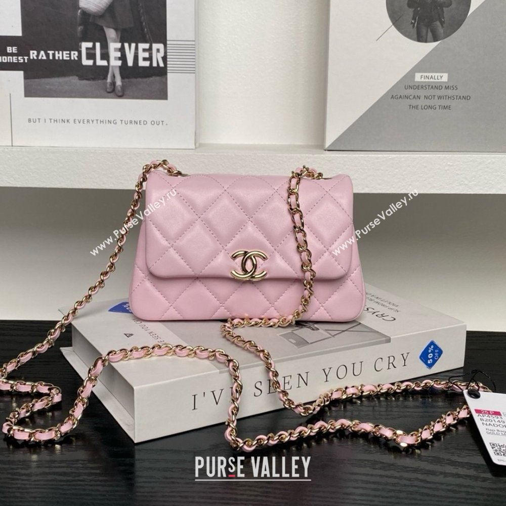 Chanel Lambskin Clutch with Chain AP4593 Pink 2025 (YEZI-25041105)