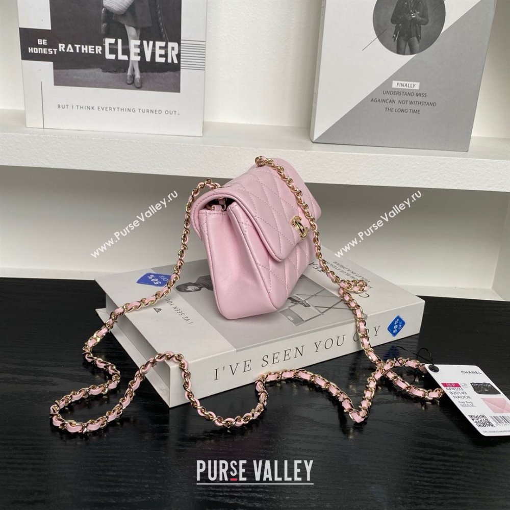 Chanel Lambskin Clutch with Chain AP4593 Pink 2025 (YEZI-25041105)