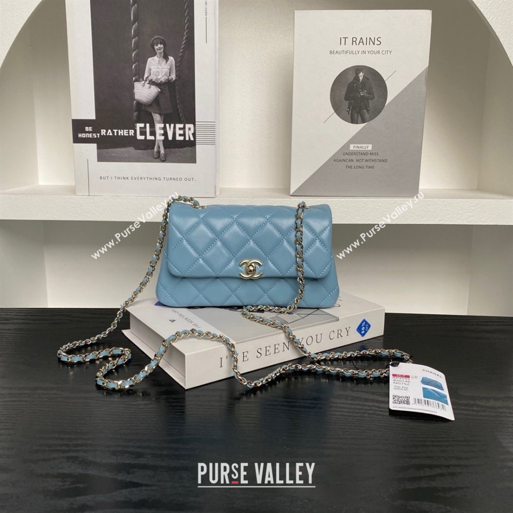 Chanel Lambskin Clutch with Chain AP4592 Blue 2025 (YEZI-25041109)