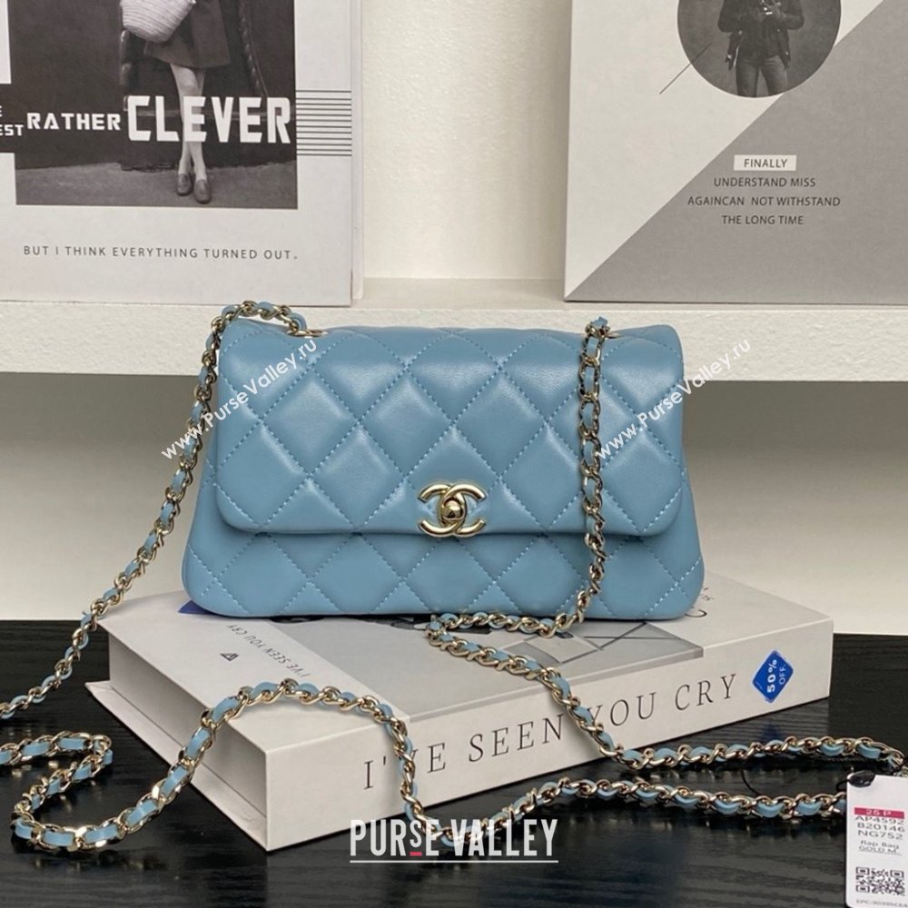 Chanel Lambskin Clutch with Chain AP4592 Blue 2025 (YEZI-25041109)