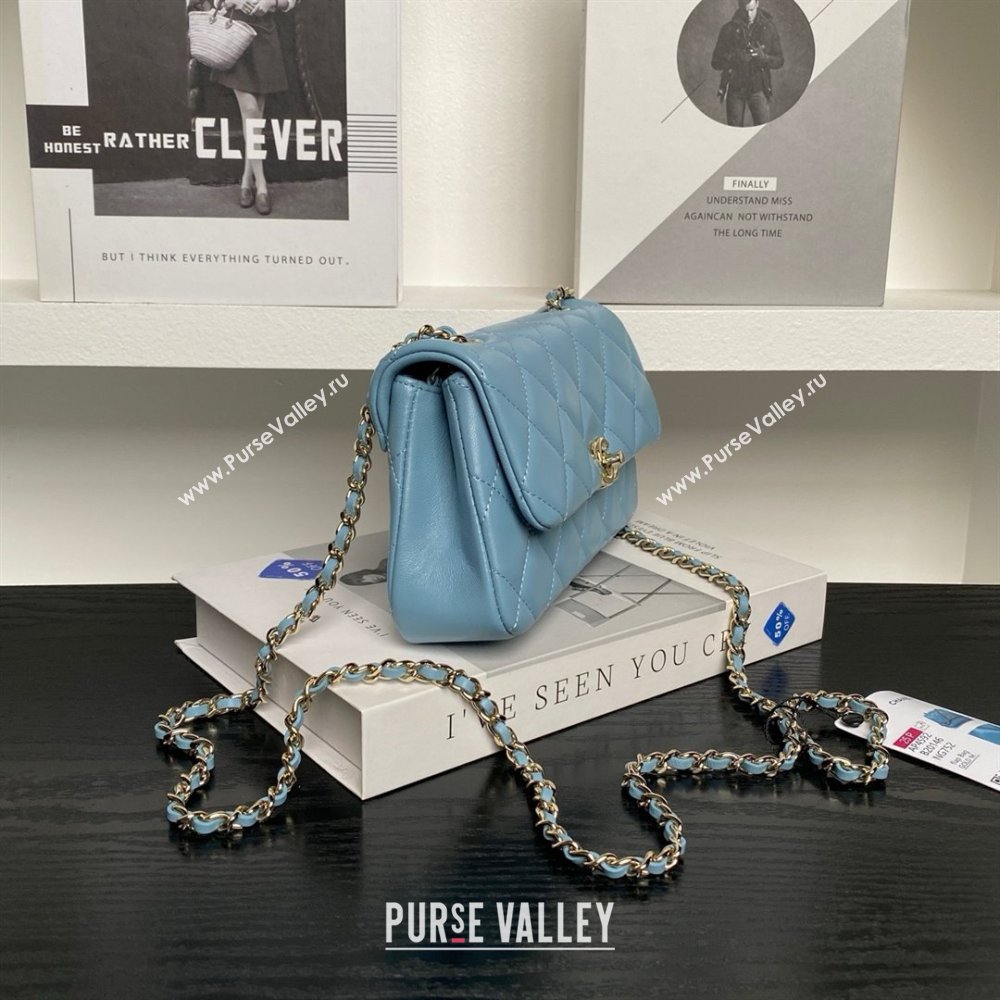 Chanel Lambskin Clutch with Chain AP4592 Blue 2025 (YEZI-25041109)