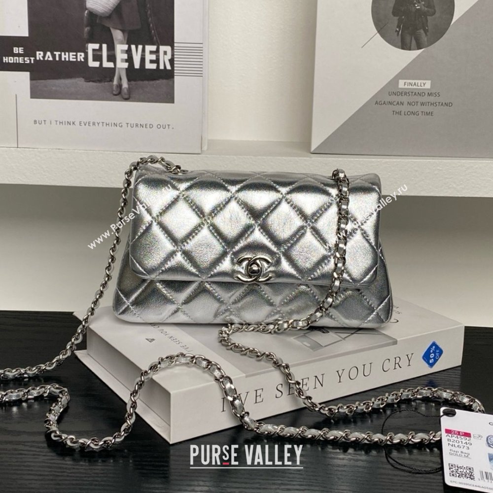 Chanel Lambskin Clutch with Chain AP4592 Silver 2025 (YEZI-25041110)