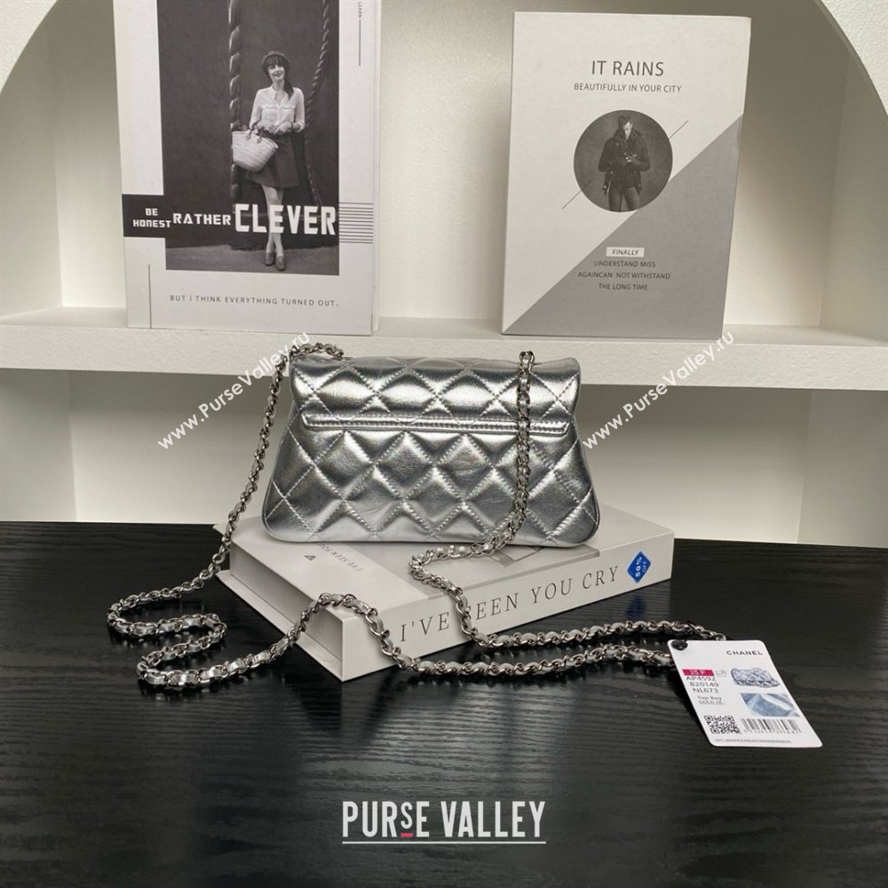 Chanel Lambskin Clutch with Chain AP4592 Silver 2025 (YEZI-25041110)