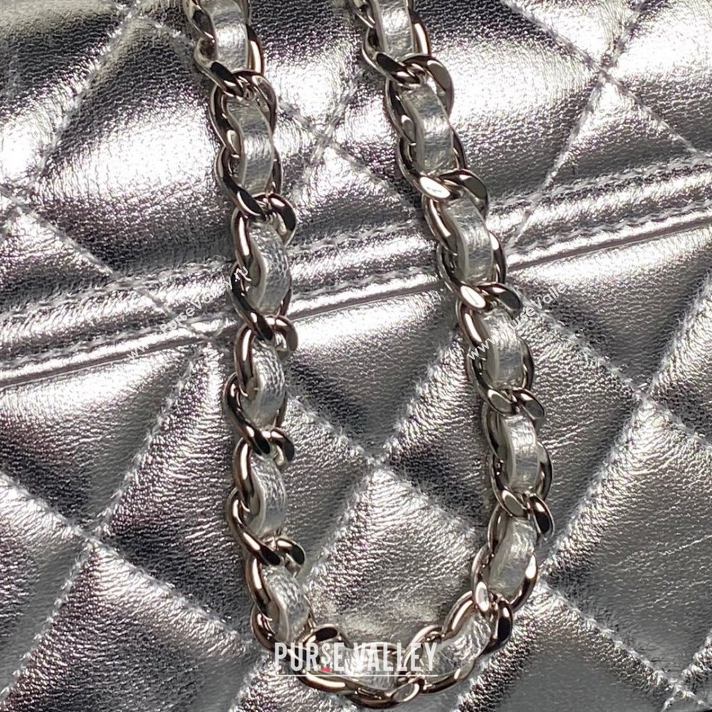 Chanel Lambskin Clutch with Chain AP4592 Silver 2025 (YEZI-25041110)