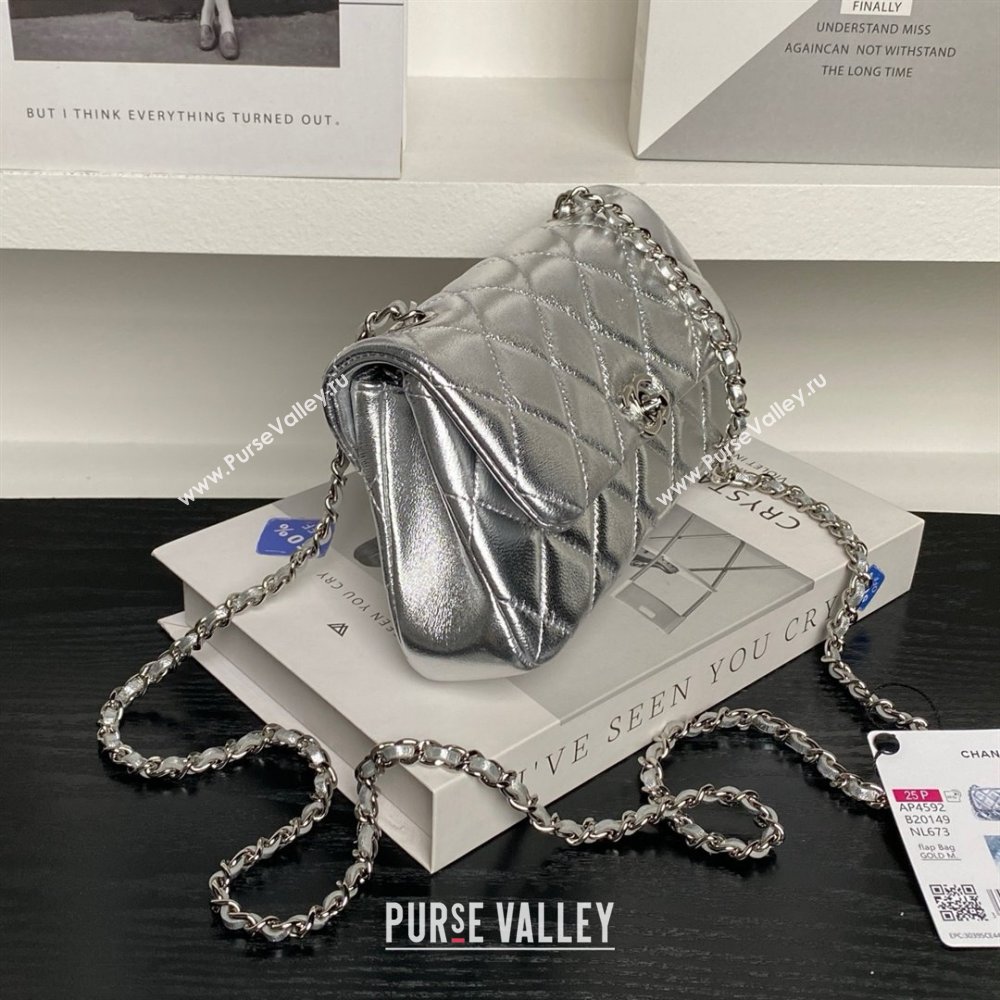 Chanel Lambskin Clutch with Chain AP4592 Silver 2025 (YEZI-25041110)