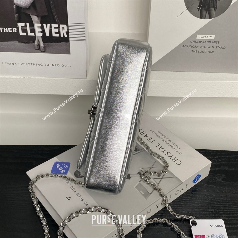 Chanel Lambskin Clutch with Chain AP4592 Silver 2025 (YEZI-25041110)