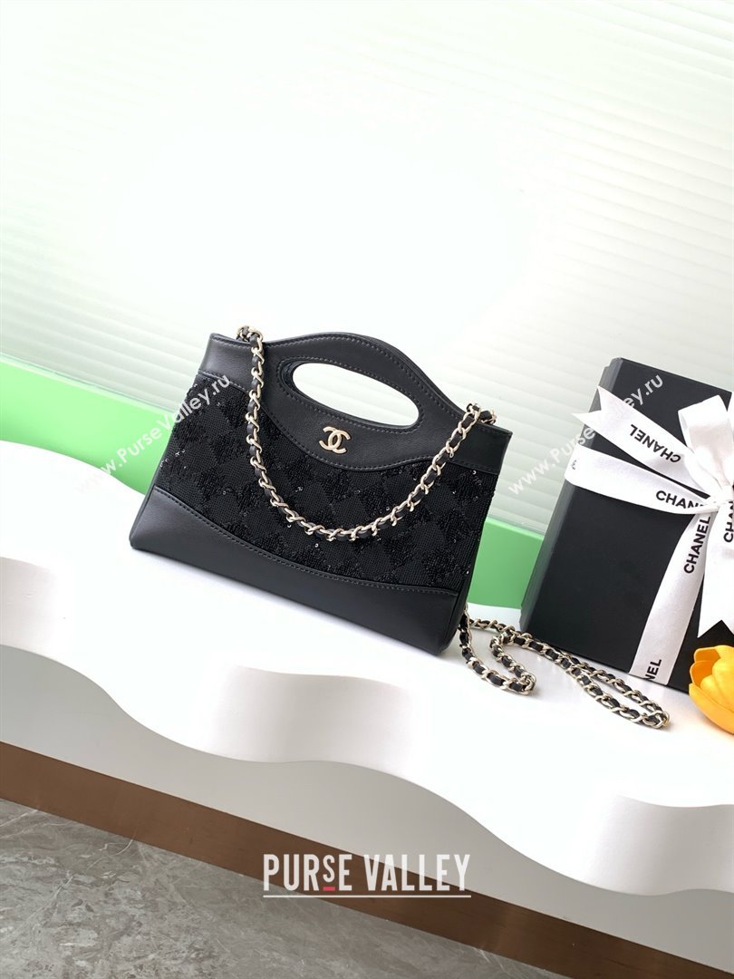 Chanel Sequins East-West Mini 31 Shopping Bag AS3656 Black 2025 (YEZI-25050718)