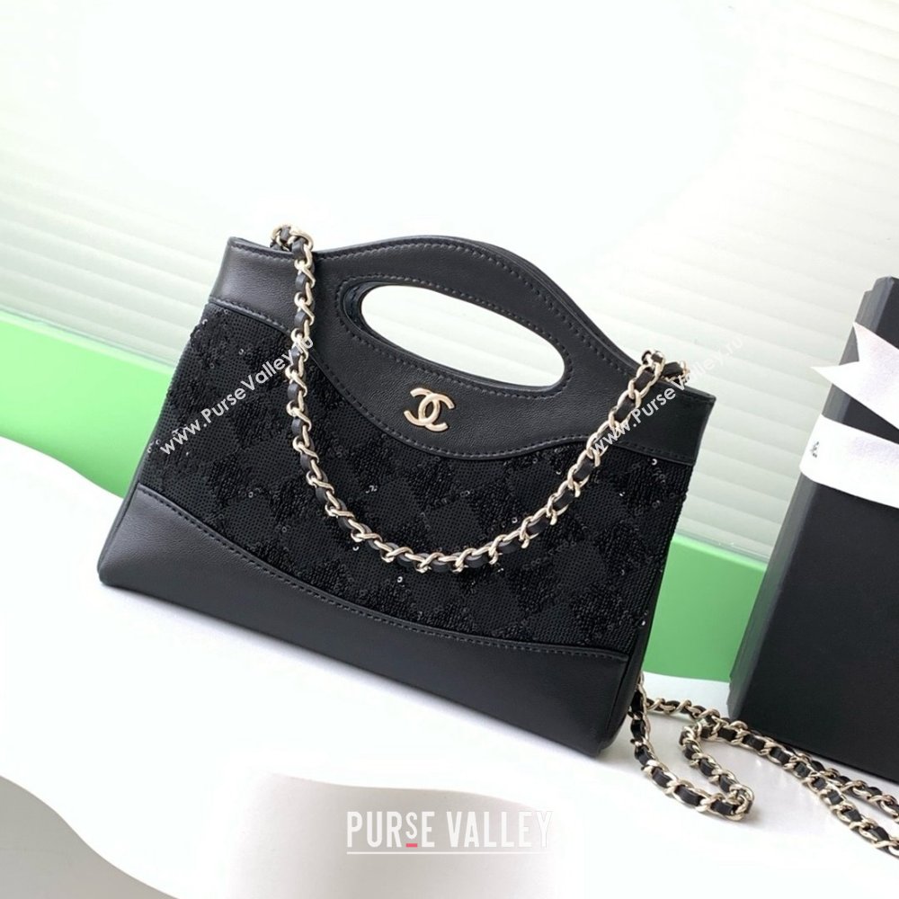 Chanel Sequins East-West Mini 31 Shopping Bag AS3656 Black 2025 (YEZI-25050718)