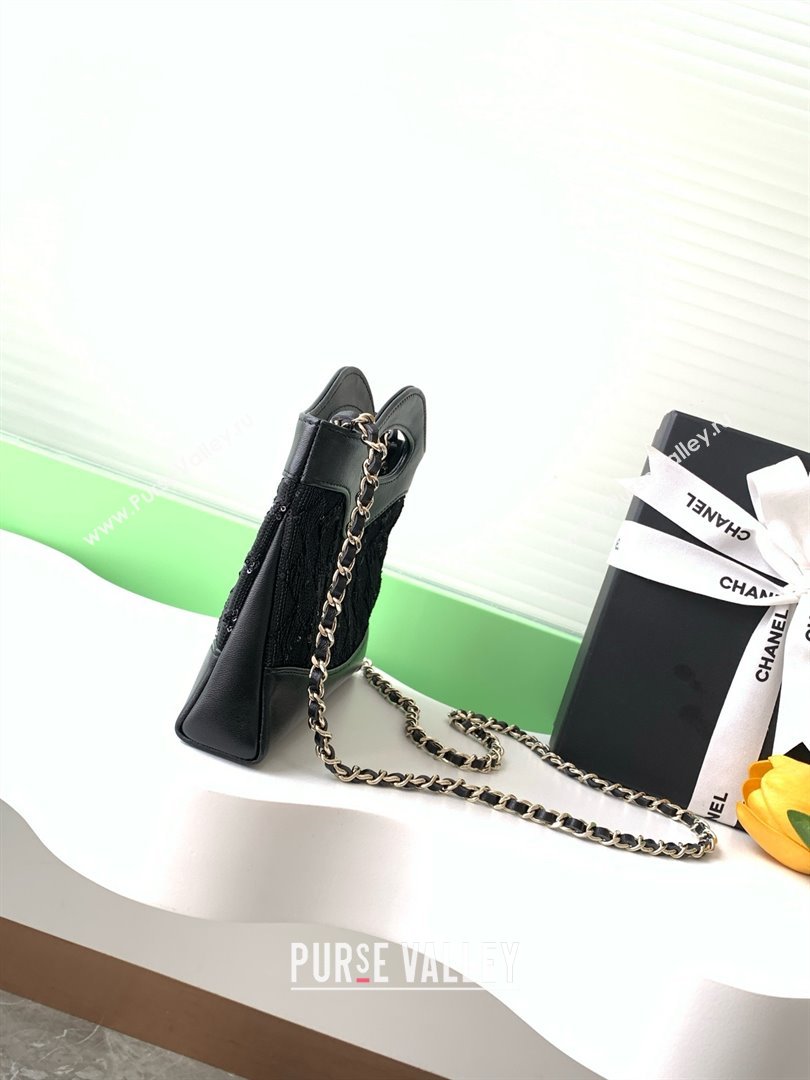 Chanel Sequins East-West Mini 31 Shopping Bag AS3656 Black 2025 (YEZI-25050718)