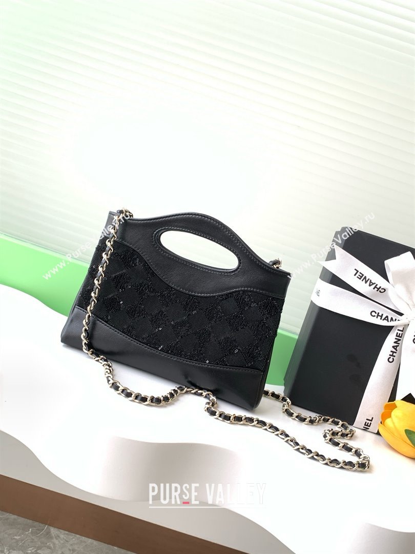 Chanel Sequins East-West Mini 31 Shopping Bag AS3656 Black 2025 (YEZI-25050718)