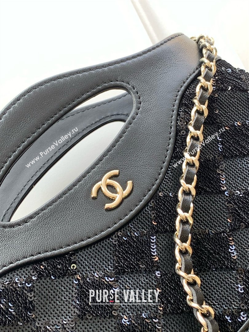 Chanel Sequins East-West Mini 31 Shopping Bag AS3656 Black 2025 (YEZI-25050718)