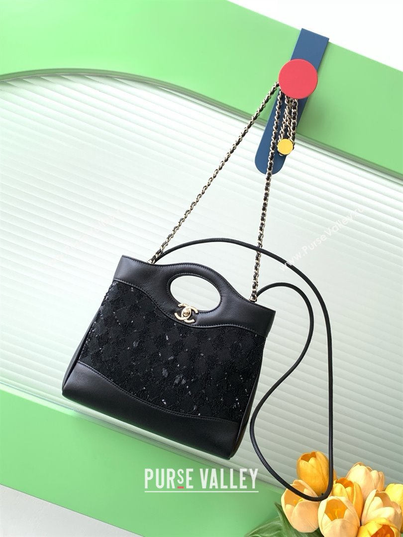 Chanel Sequins Mini 31 Shopping Bag AS4133 Black 2025 (Q-25050718)