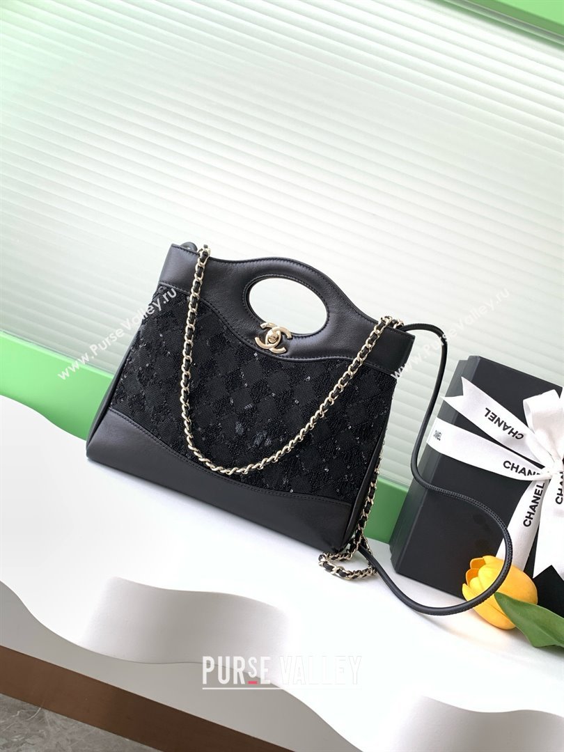 Chanel Sequins Mini 31 Shopping Bag AS4133 Black 2025 (Q-25050718)