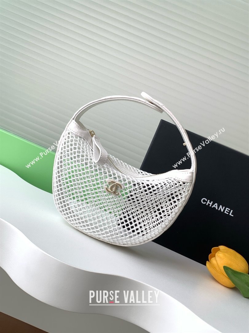Chanel Mesh Lambskin Pouch AP4575 White 2025 (YEZI-25041114)