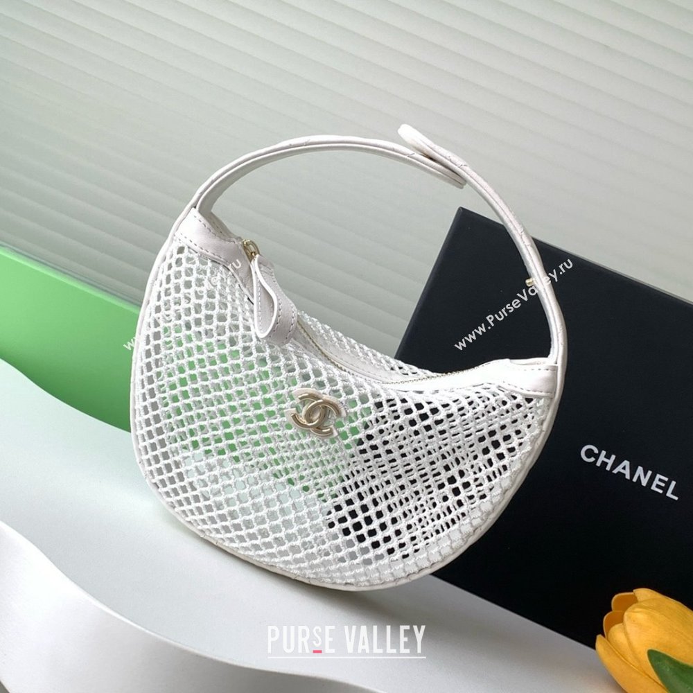Chanel Mesh Lambskin Pouch AP4575 White 2025 (YEZI-25041114)