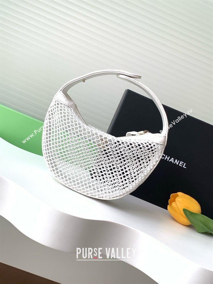 Chanel Mesh Lambskin Pouch AP4575 White 2025 (YEZI-25041114)