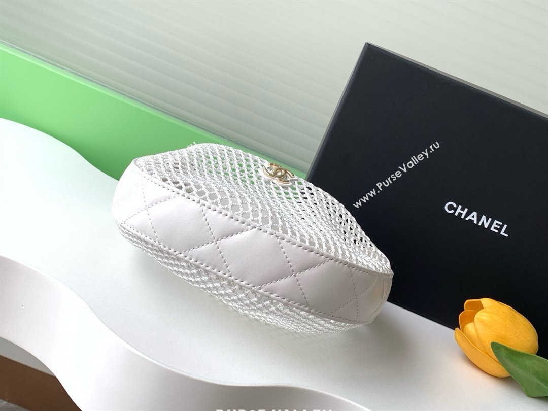 Chanel Mesh Lambskin Pouch AP4575 White 2025 (YEZI-25041114)