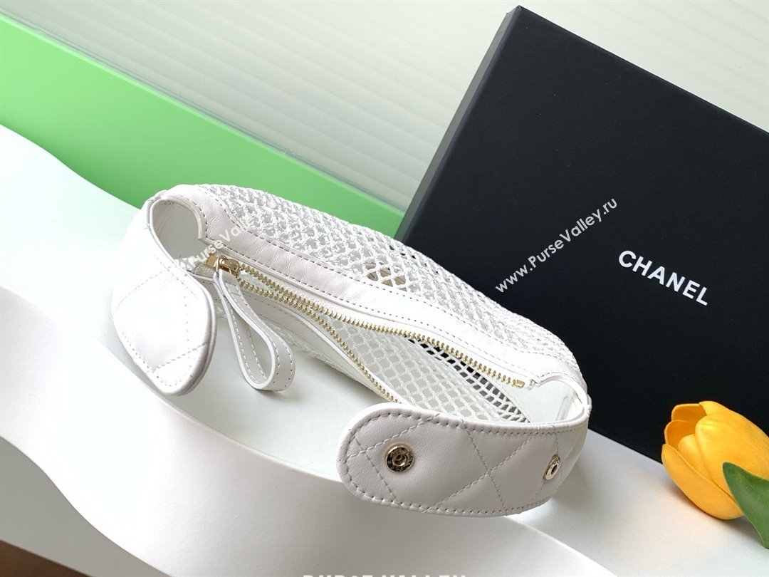 Chanel Mesh Lambskin Pouch AP4575 White 2025 (YEZI-25041114)