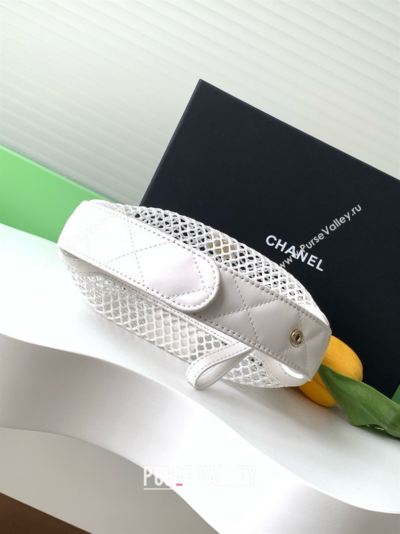 Chanel Mesh Lambskin Pouch AP4575 White 2025 (YEZI-25041114)
