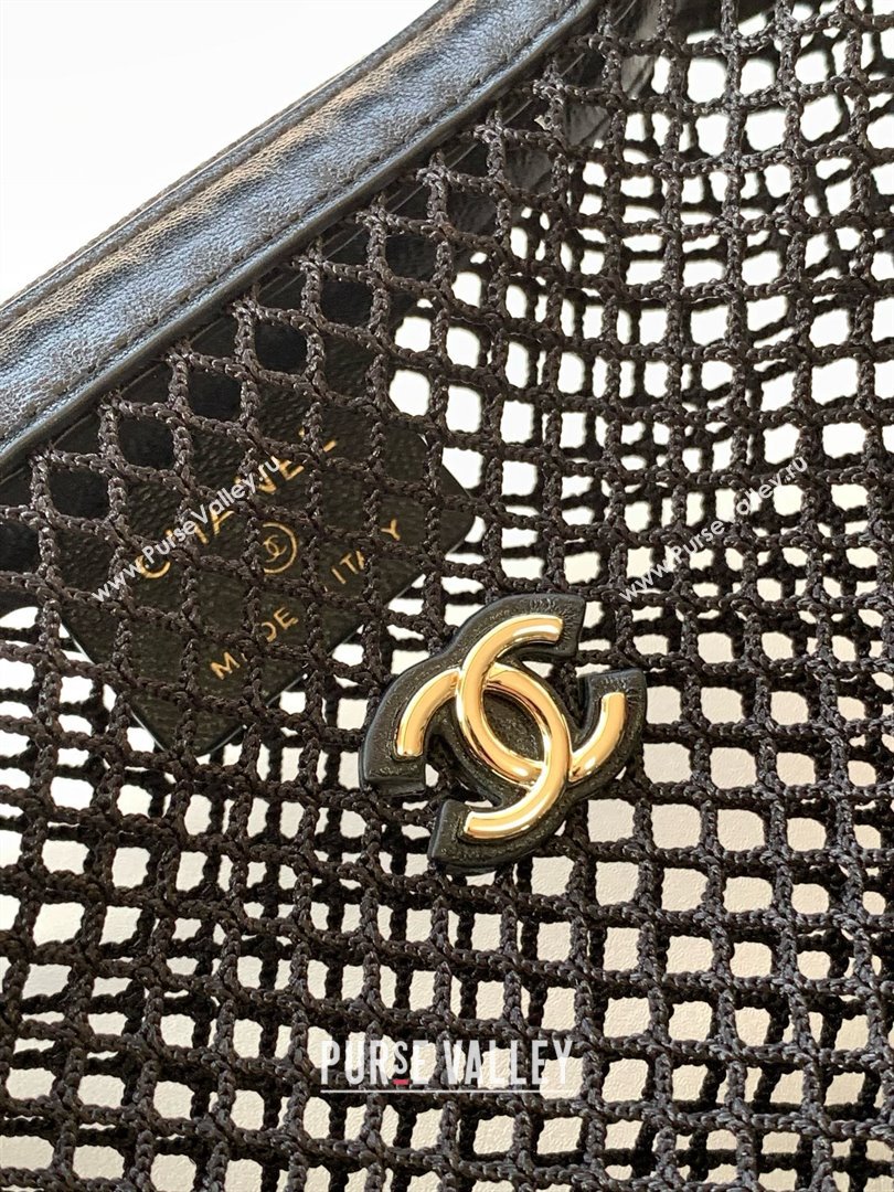 Chanel Mesh Lambskin Pouch AP4575 Black 2025 (YEZI-25041115)
