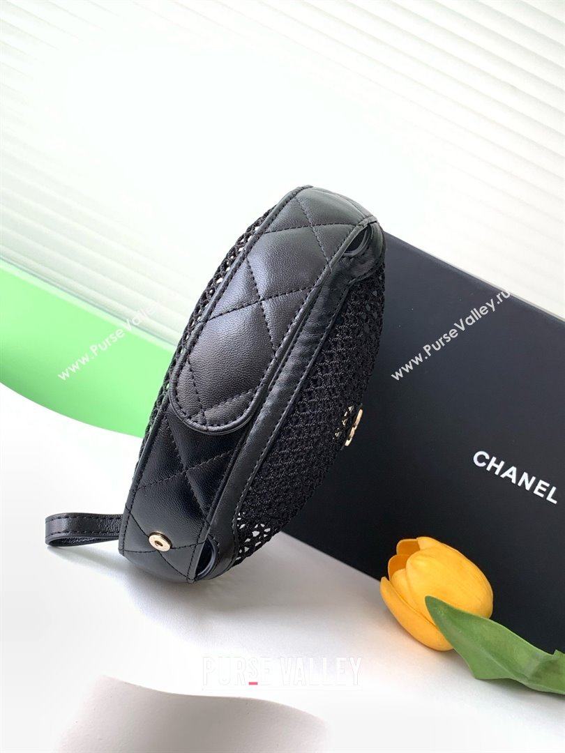 Chanel Mesh Lambskin Pouch AP4575 Black 2025 (YEZI-25041115)