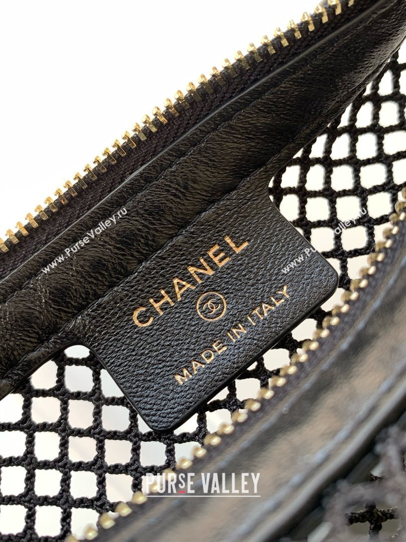 Chanel Mesh Lambskin Pouch AP4575 Black 2025 (YEZI-25041115)