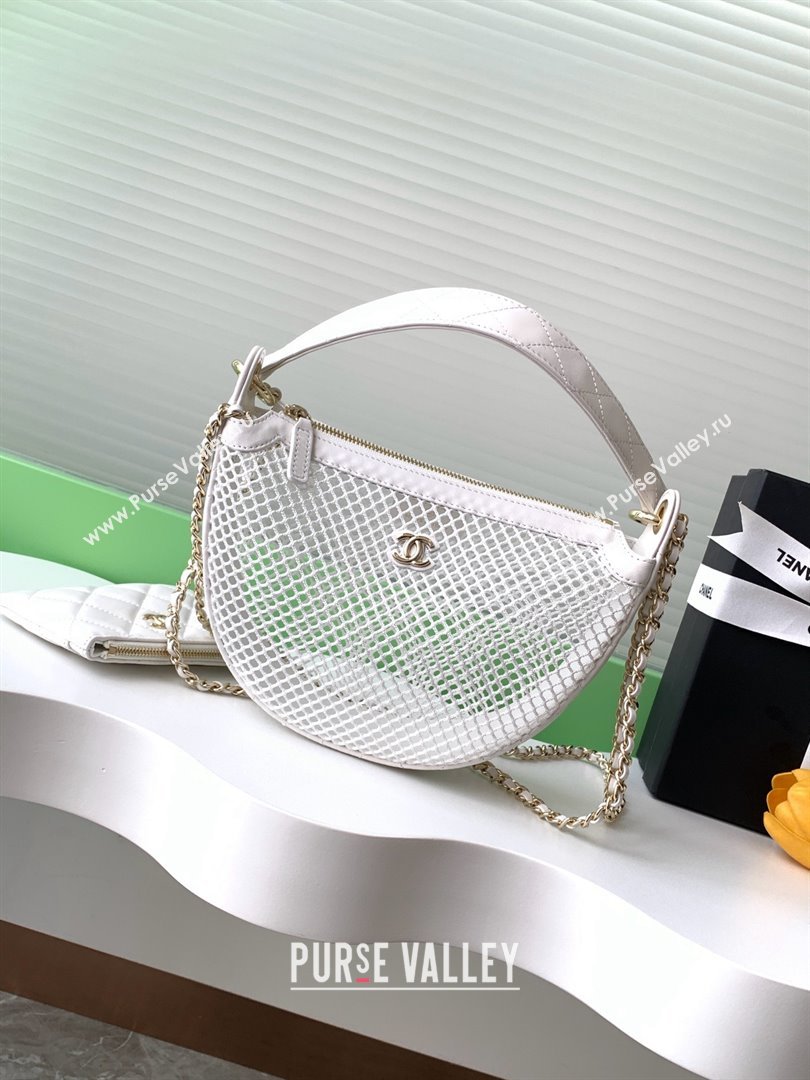 Chanel Mesh Lambskin Clutch with Chain AP4573 White 2025 (YEZI-25041116)