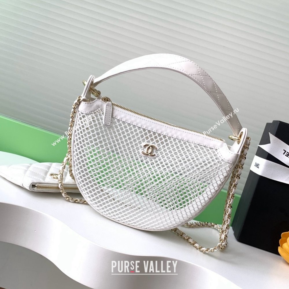 Chanel Mesh Lambskin Clutch with Chain AP4573 White 2025 (YEZI-25041116)