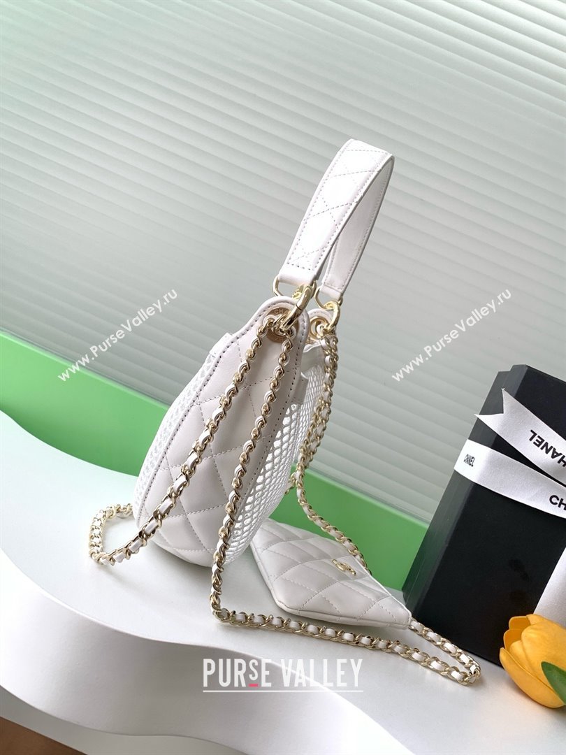Chanel Mesh Lambskin Clutch with Chain AP4573 White 2025 (YEZI-25041116)