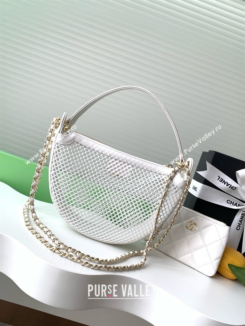 Chanel Mesh Lambskin Clutch with Chain AP4573 White 2025 (YEZI-25041116)