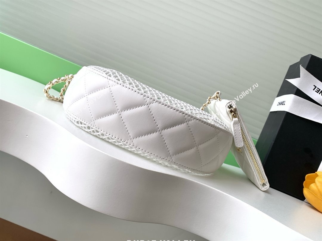 Chanel Mesh Lambskin Clutch with Chain AP4573 White 2025 (YEZI-25041116)