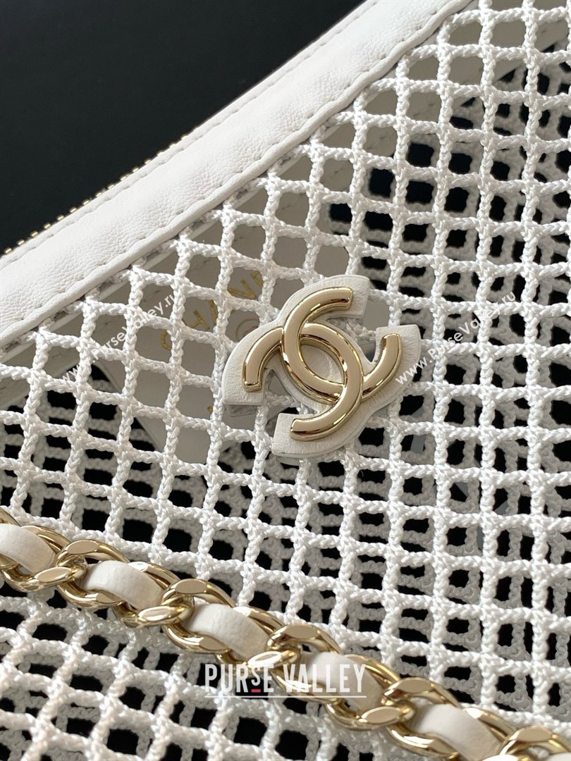 Chanel Mesh Lambskin Clutch with Chain AP4573 White 2025 (YEZI-25041116)