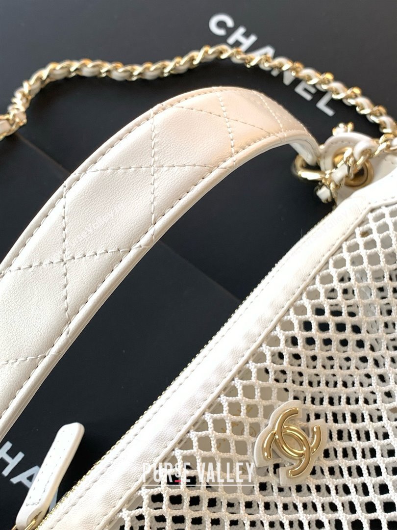 Chanel Mesh Lambskin Clutch with Chain AP4573 White 2025 (YEZI-25041116)
