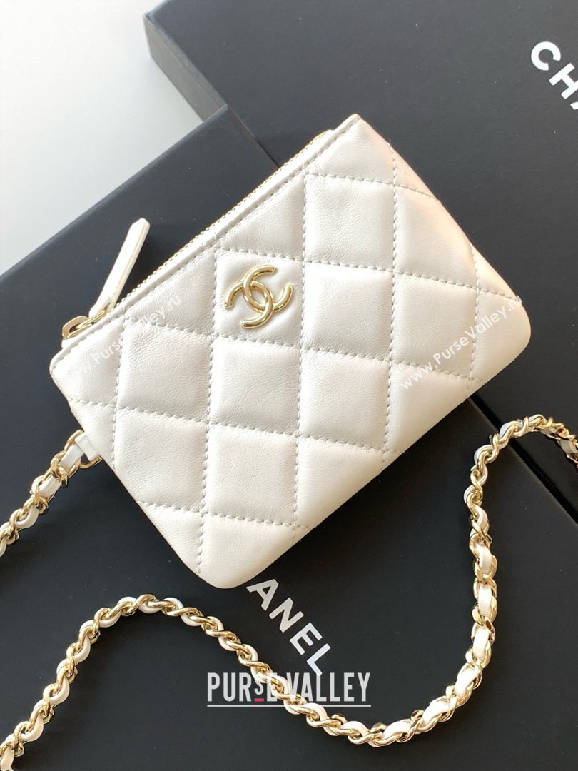 Chanel Mesh Lambskin Clutch with Chain AP4573 White 2025 (YEZI-25041116)