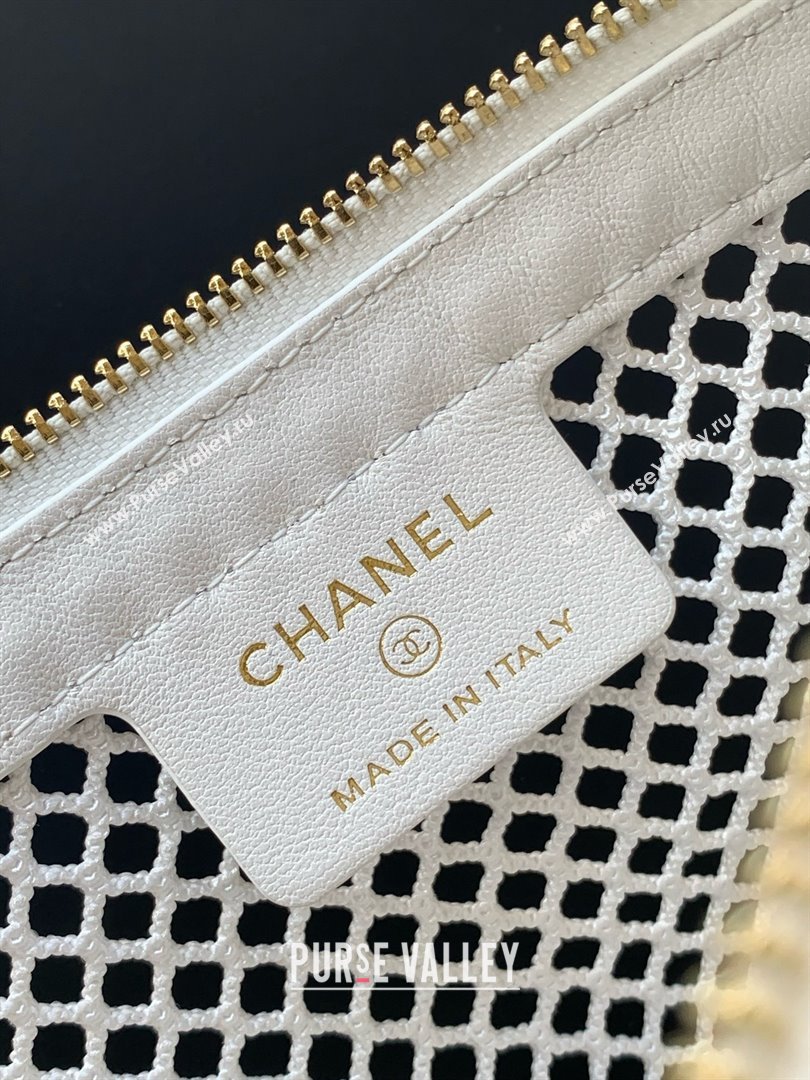 Chanel Mesh Lambskin Clutch with Chain AP4573 White 2025 (YEZI-25041116)
