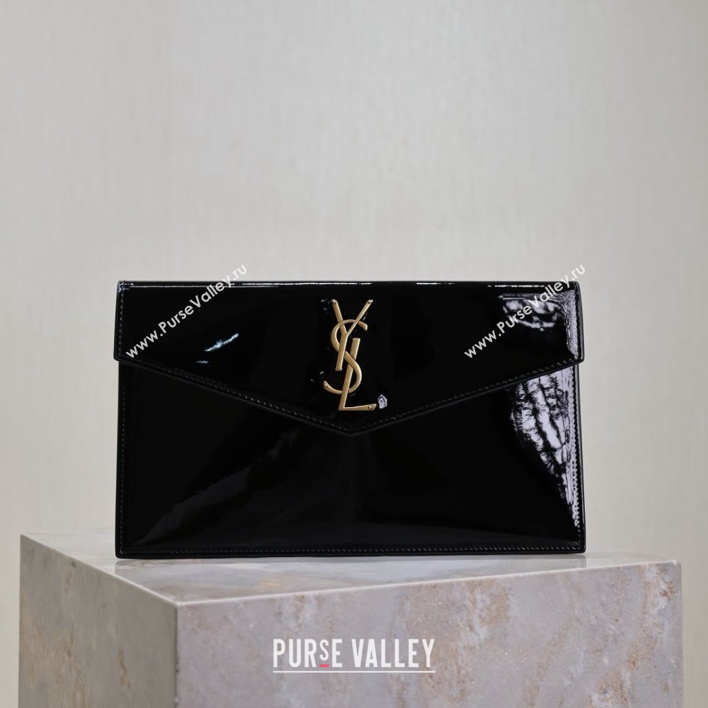 Saint Laurent Uptown Pouch in Patent Leather 565739 Black 2025 (MHUI-25041409)