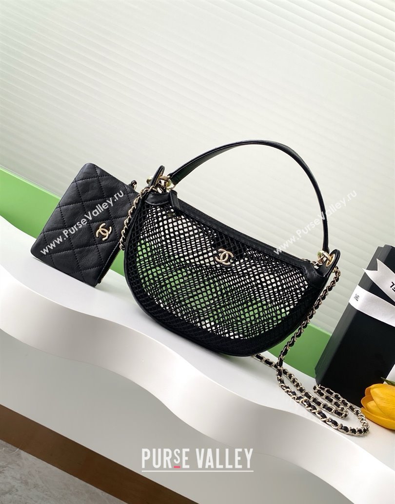 Chanel Mesh Lambskin Clutch with Chain AP4573 Black 2025 (YEZI-25041708)