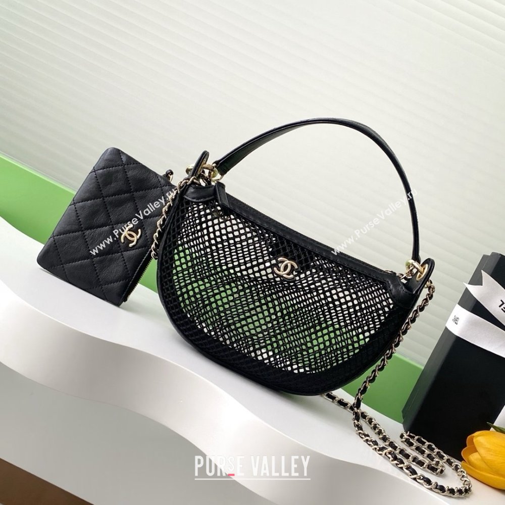 Chanel Mesh Lambskin Clutch with Chain AP4573 Black 2025 (YEZI-25041708)