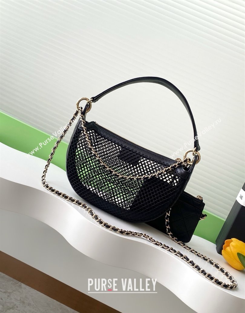 Chanel Mesh Lambskin Clutch with Chain AP4573 Black 2025 (YEZI-25041708)