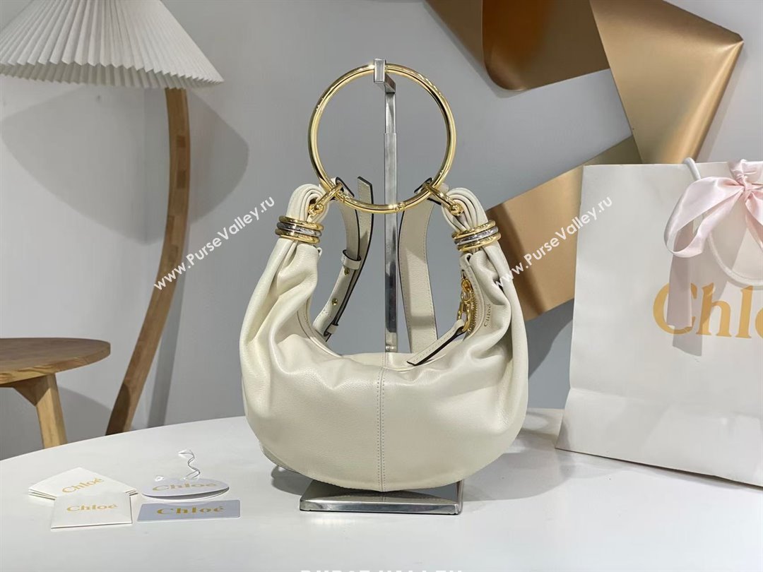 Chloe Small Bracelet Hobo bag in Shiny Grained Calfskin 765-7 Whtie 2024 (DL-25041709)