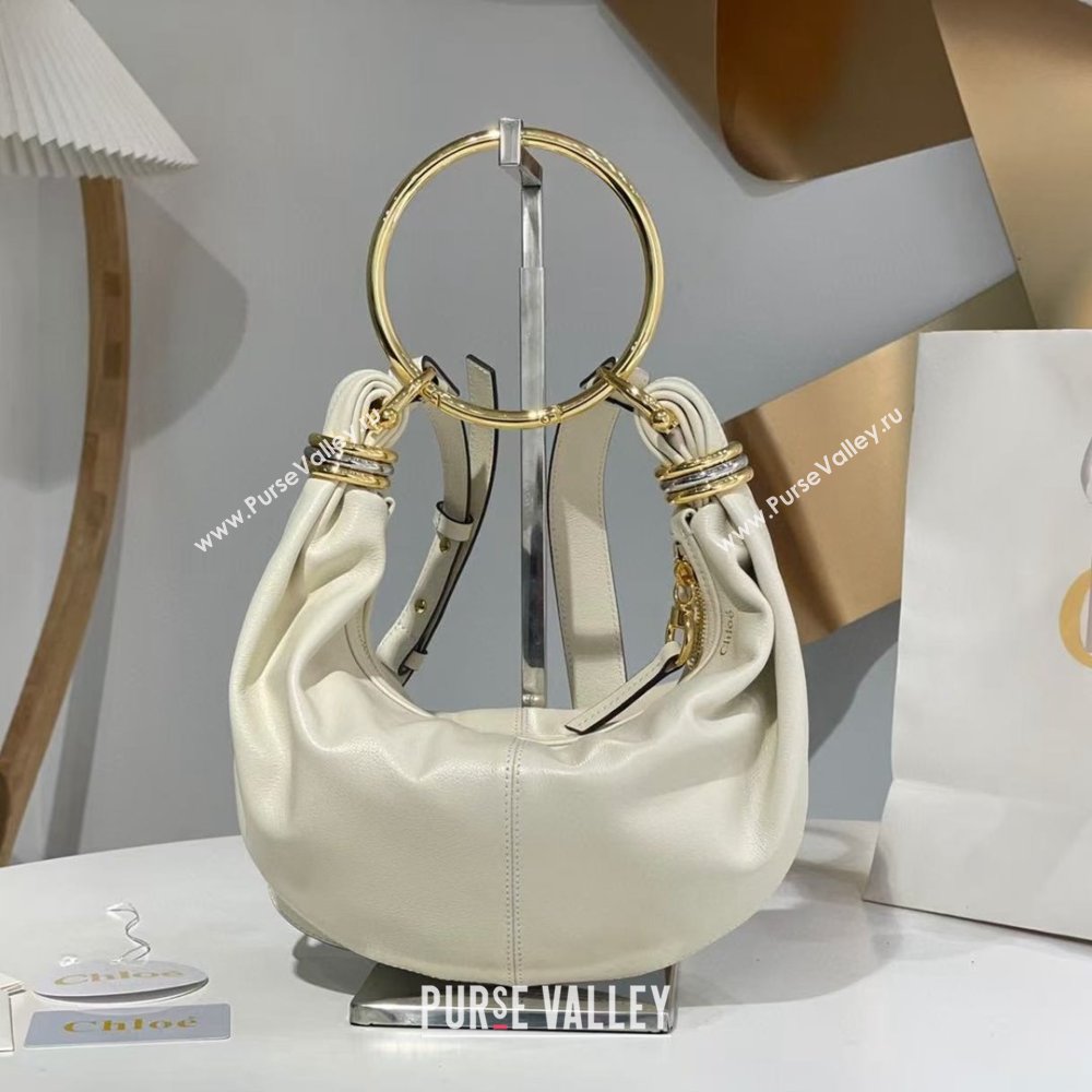 Chloe Small Bracelet Hobo bag in Shiny Grained Calfskin 765-7 Whtie 2024 (DL-25041709)