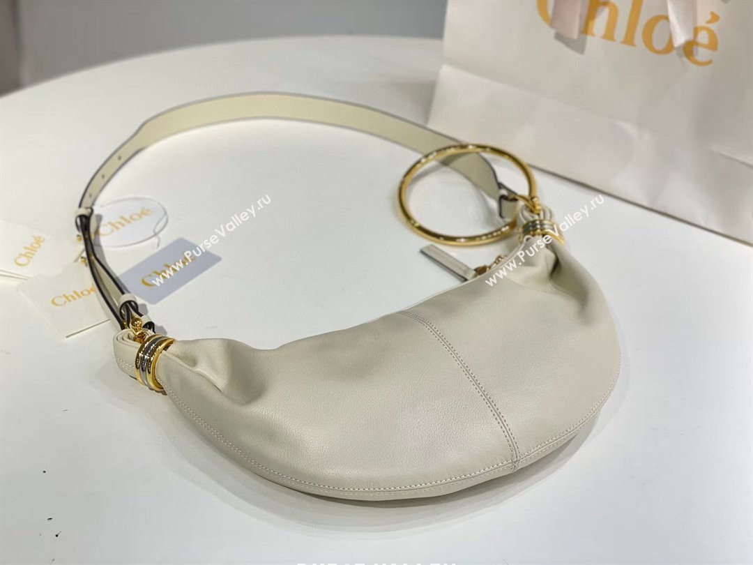 Chloe Small Bracelet Hobo bag in Shiny Grained Calfskin 765-7 Whtie 2024 (DL-25041709)
