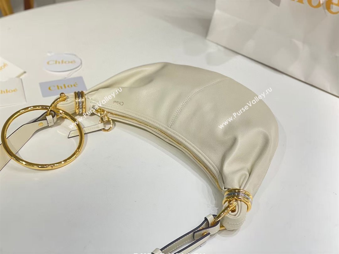 Chloe Small Bracelet Hobo bag in Shiny Grained Calfskin 765-7 Whtie 2024 (DL-25041709)