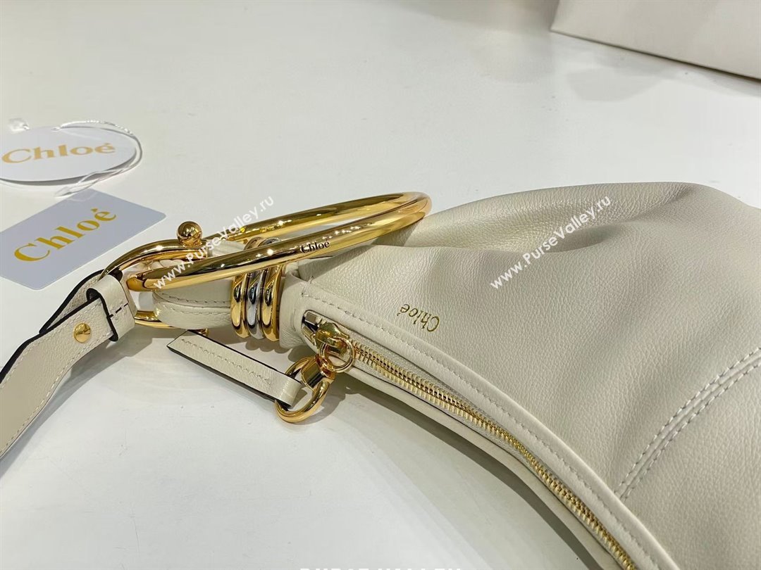Chloe Small Bracelet Hobo bag in Shiny Grained Calfskin 765-7 Whtie 2024 (DL-25041709)