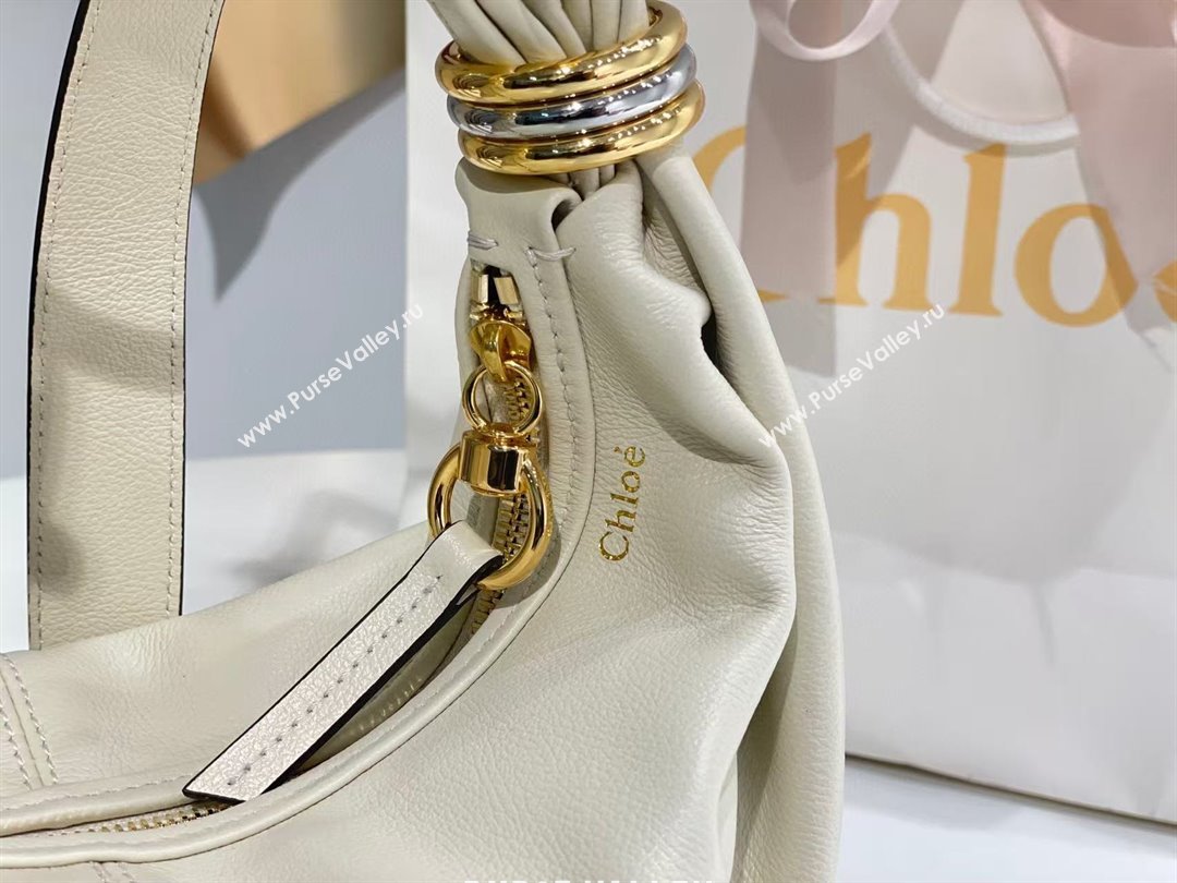 Chloe Small Bracelet Hobo bag in Shiny Grained Calfskin 765-7 Whtie 2024 (DL-25041709)
