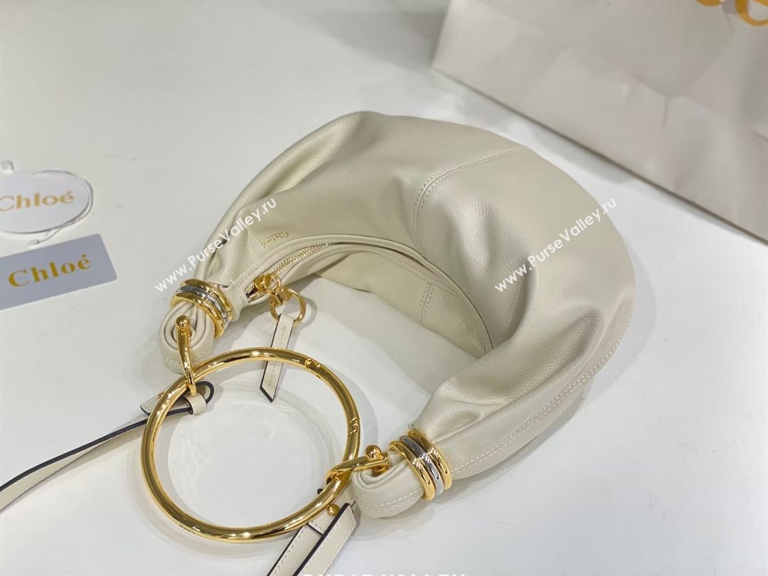 Chloe Small Bracelet Hobo bag in Shiny Grained Calfskin 765-7 Whtie 2024 (DL-25041709)