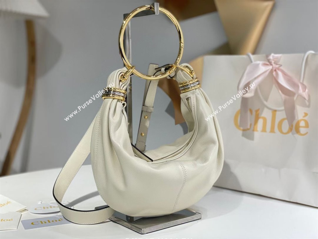 Chloe Small Bracelet Hobo bag in Shiny Grained Calfskin 765-7 Whtie 2024 (DL-25041709)