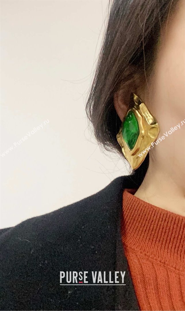 Saint Laurent Clip-on Earrings S042111 Green 2025 (YF-25042111)
